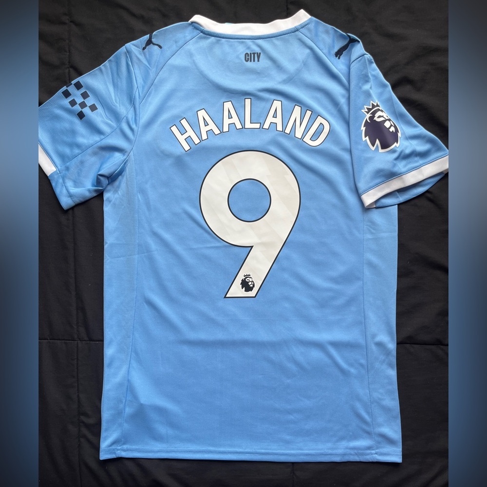 Haaland #9 Man City Soccer Jersey Home 2025 light blue